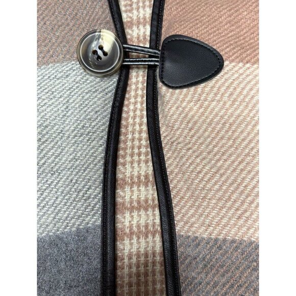 Liz Claiborne Plaid Poncho Cape Shawl Tweed New Equestrian Neutral Luxury OS - Picture 5 of 11